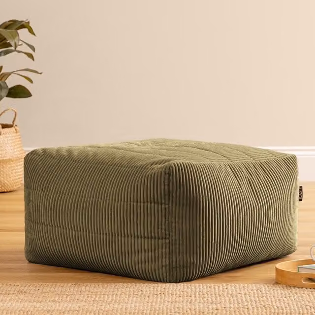 icon Noa Slab Upholstered Sofa in Sage Green Jumbo Cord