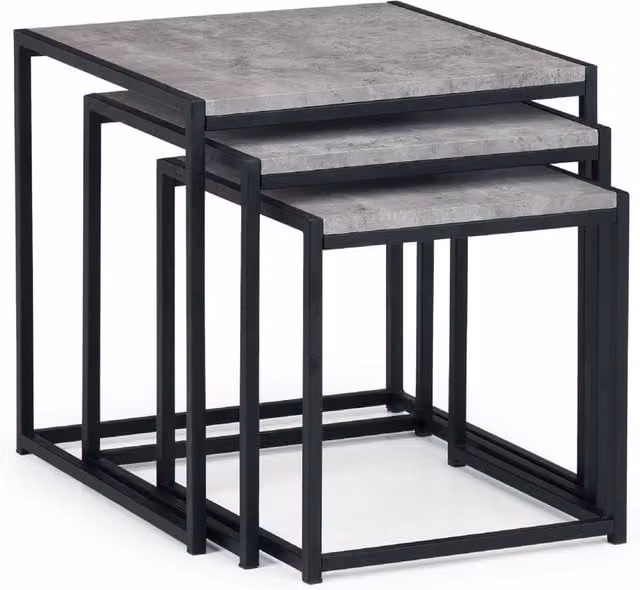 Cheshire Harstad Industrial Nest of 3 Square Tables in Concrete and Black – 1