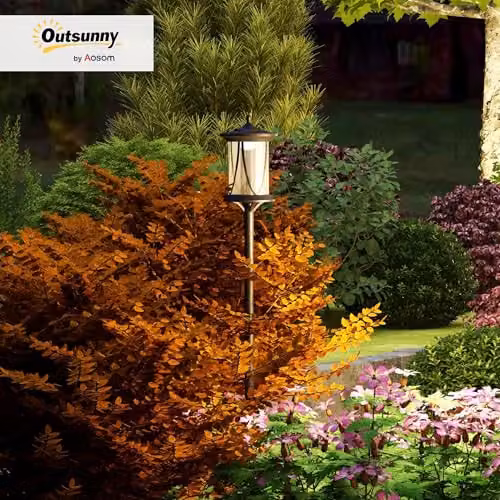 Outsunny Solar LED Outdoor Street Lamp Post in Black with Cool White Light – 2