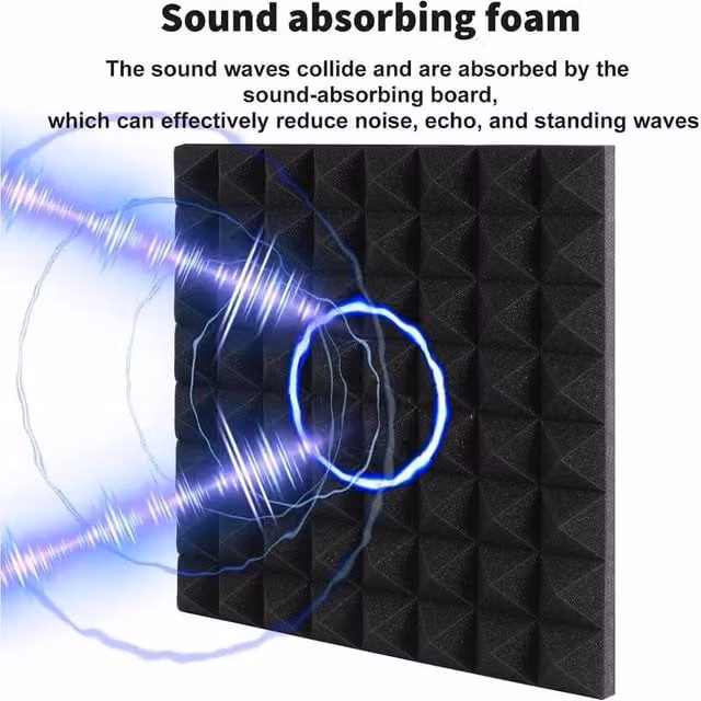 FLAVORA 6pc Black Soundproofing Foam Tiles Wall Panels, W: 50 cm x H: 50 cm – 1