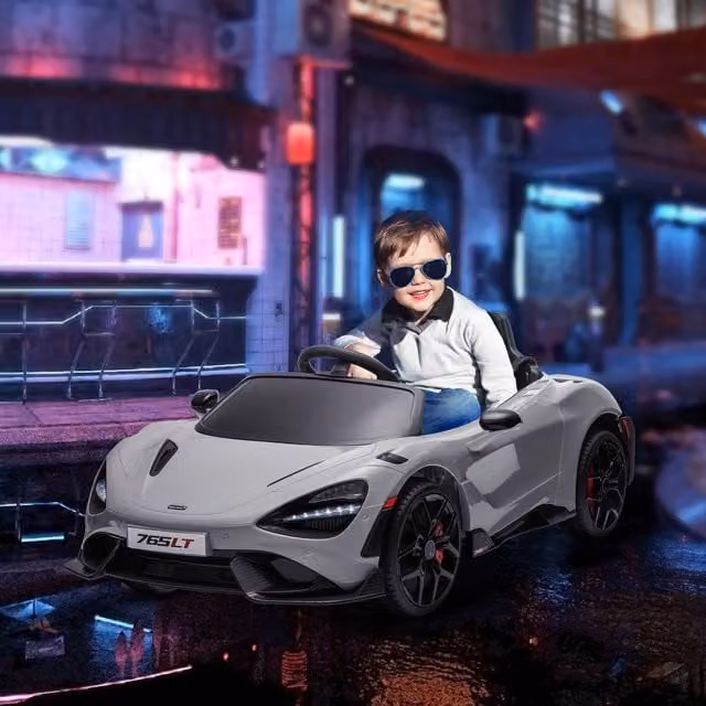 AIYAPLAY McLaren 765LT Licensed Ride on Electric Car with Remote Control, Grey