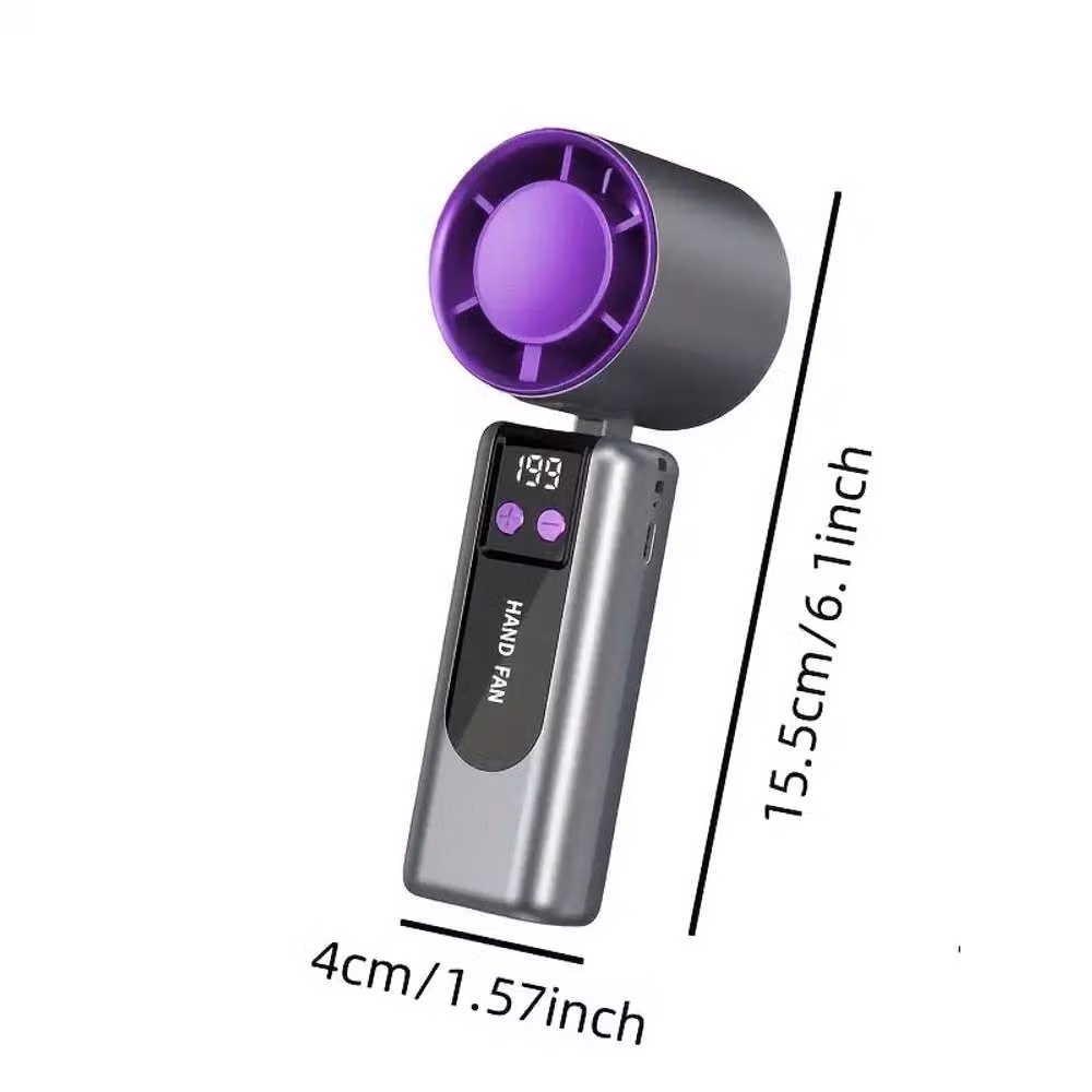 Dyzi Portable Handheld Cooling Fan with 199 Speeds, 2000mAh USB-C Rechargeable, Grey – 6