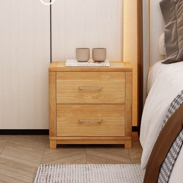 Cabinet Bits Grotti 2 Drawer Bedside Table in Brown Waxed Wood