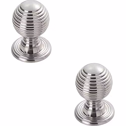 Loops 2 Pack Textured Reeded Ball Cupboard Door Knobs in Polished Chrome