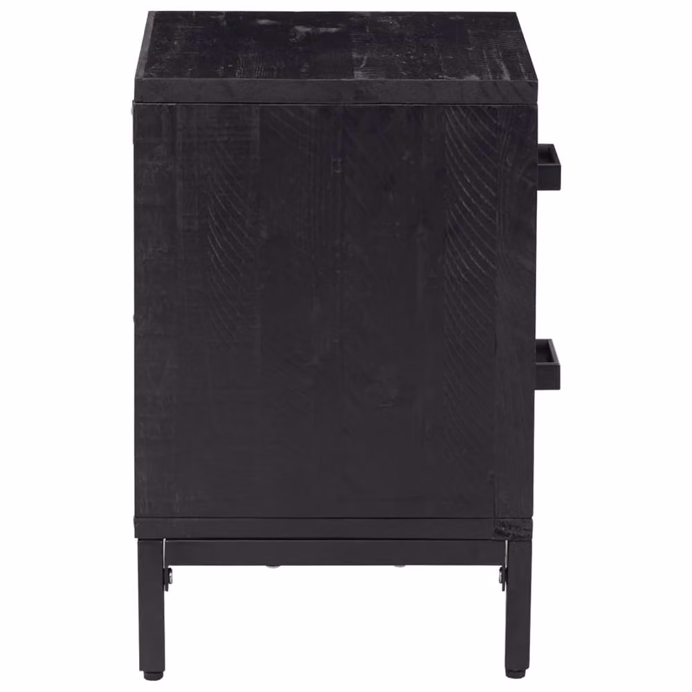 Berkfield Home Set of 2 Black Vintage Bedside Cabinets in Solid Pine Wood, W/D/H: 36 x 30 x 45 cm – 3