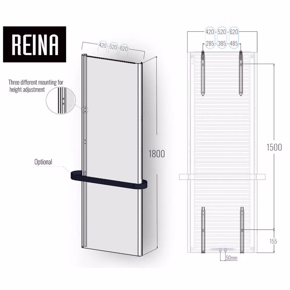 Bathroom Kingdom Borda Anthracite Designer Flat Panel Vertical Towel Rail in Grey, H 180 cm x W 64 cm – 2