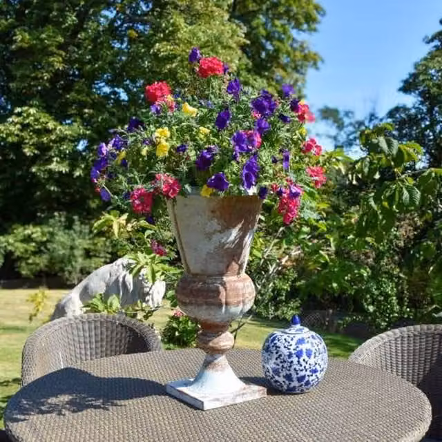 Madison & Mayfair Large Grey Oxidised-Metal Effect Rustic Metal Planter Tub W: 35.0 cm, D: 58.0 cm, H: 35.0 cm