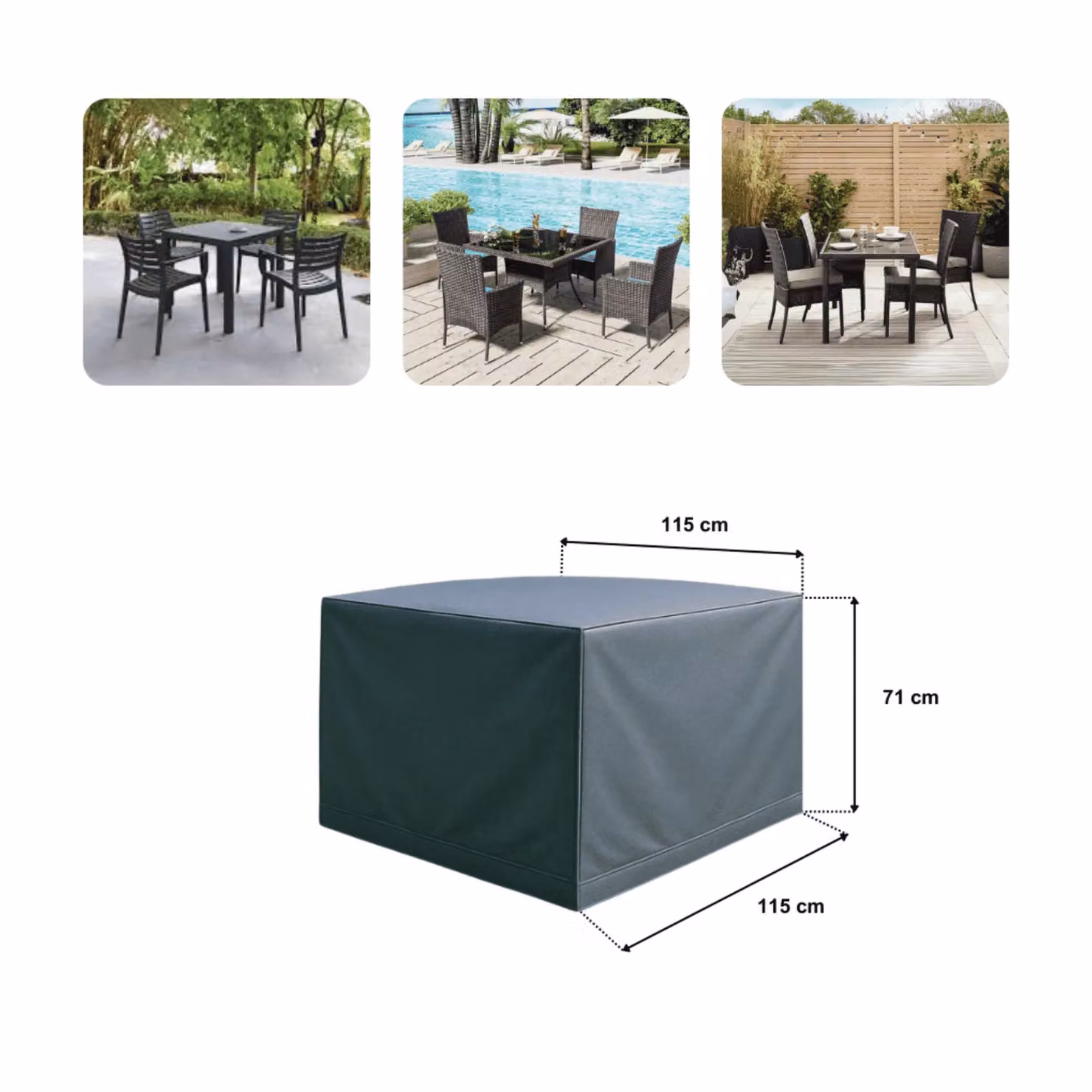 Home Source Flexicover Waterproof Outdoor Furniture Cover in Black, W/D/H: 115 x 115 x 71 cm – 2