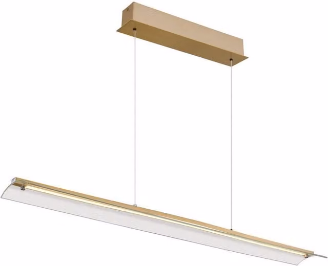 Netlighting Muriella Bar Pendant Light in Gold and Brass with Transparent Glass Shade and Warm White LED
