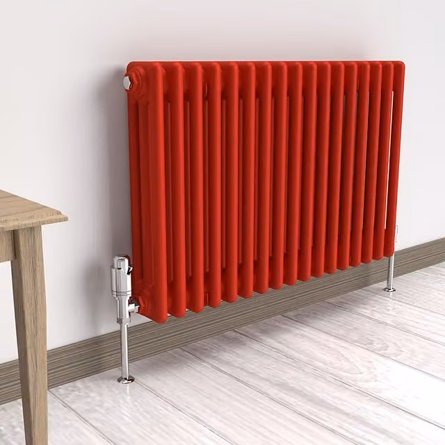 Lux Heat Horizontal 3 Column Steel Radiator in Red, W: 78.5 cm, H: 50 cm, D: 8.38 cm