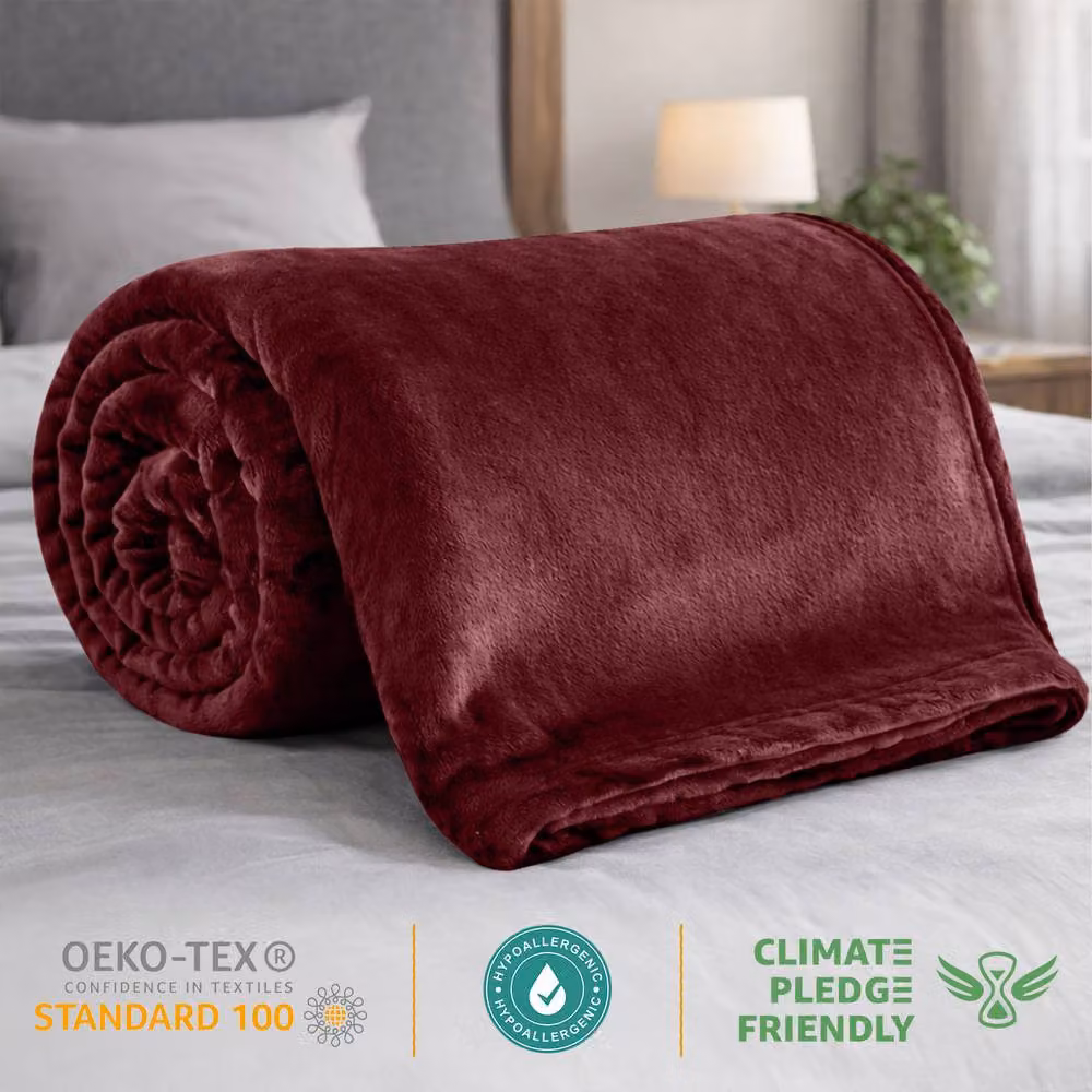 Pamposh Reversible Double Face Flannel Fleece Blanket in Red – 6