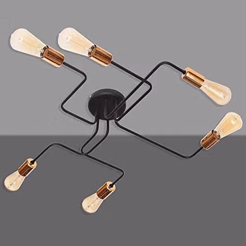 Netlighting HELAM Multi Arm Semi Flush Ceiling Light in Black and Copper – 2