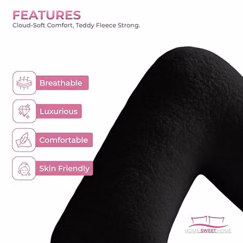 Snug City Black Teddy Fleece V Shaped Pillowcase – 4