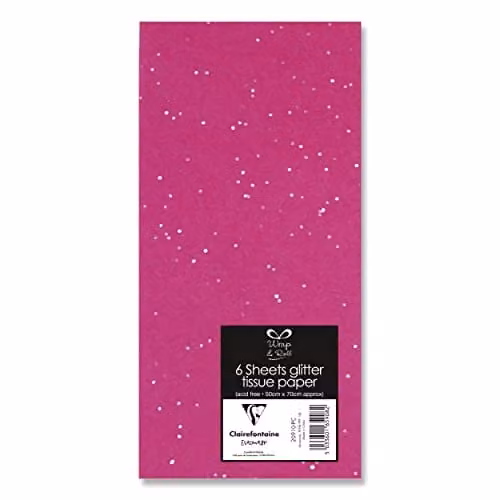 Eurowrap Pink Glitter Tissue Paper, 6 Sheets