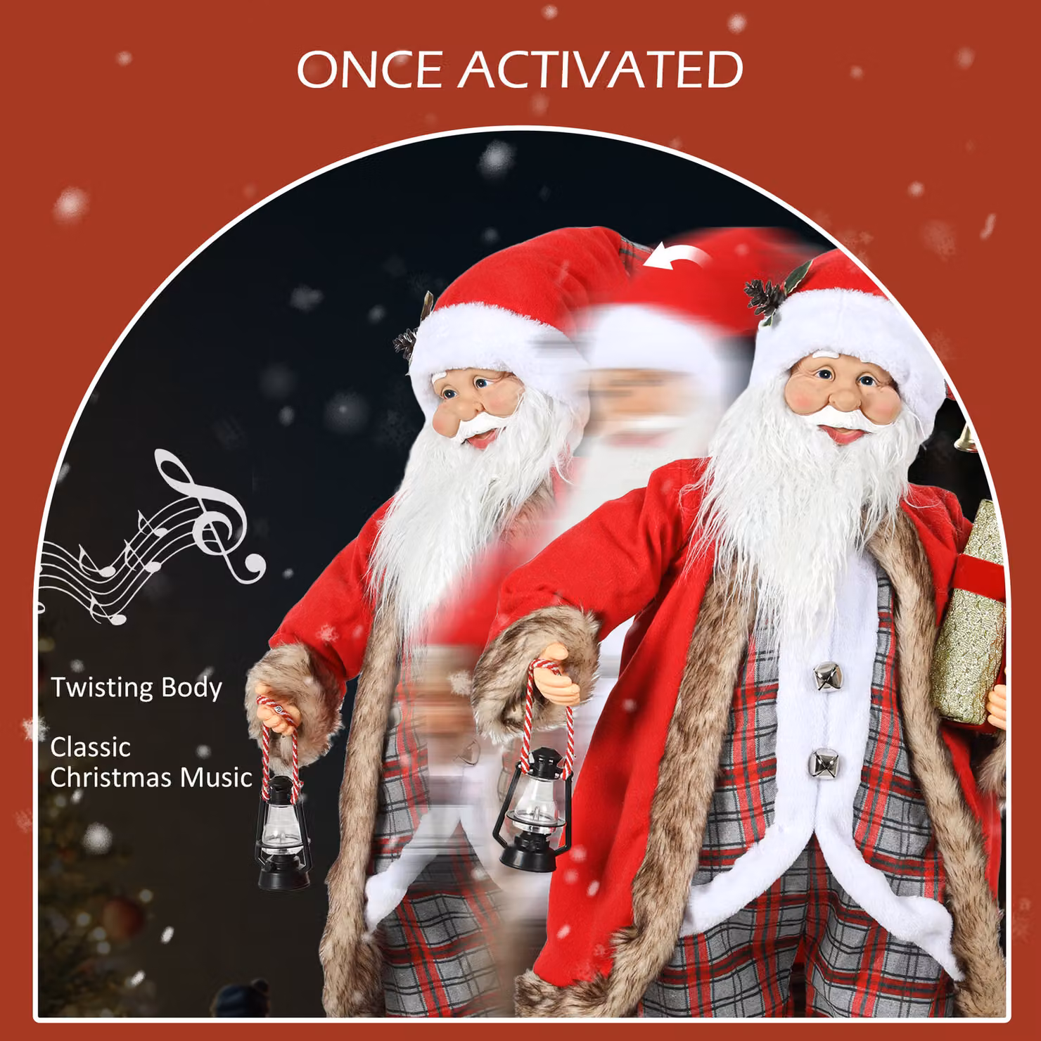 HOMCOM 120cm Animated Red Santa Claus Christmas Figure with Sound – 5