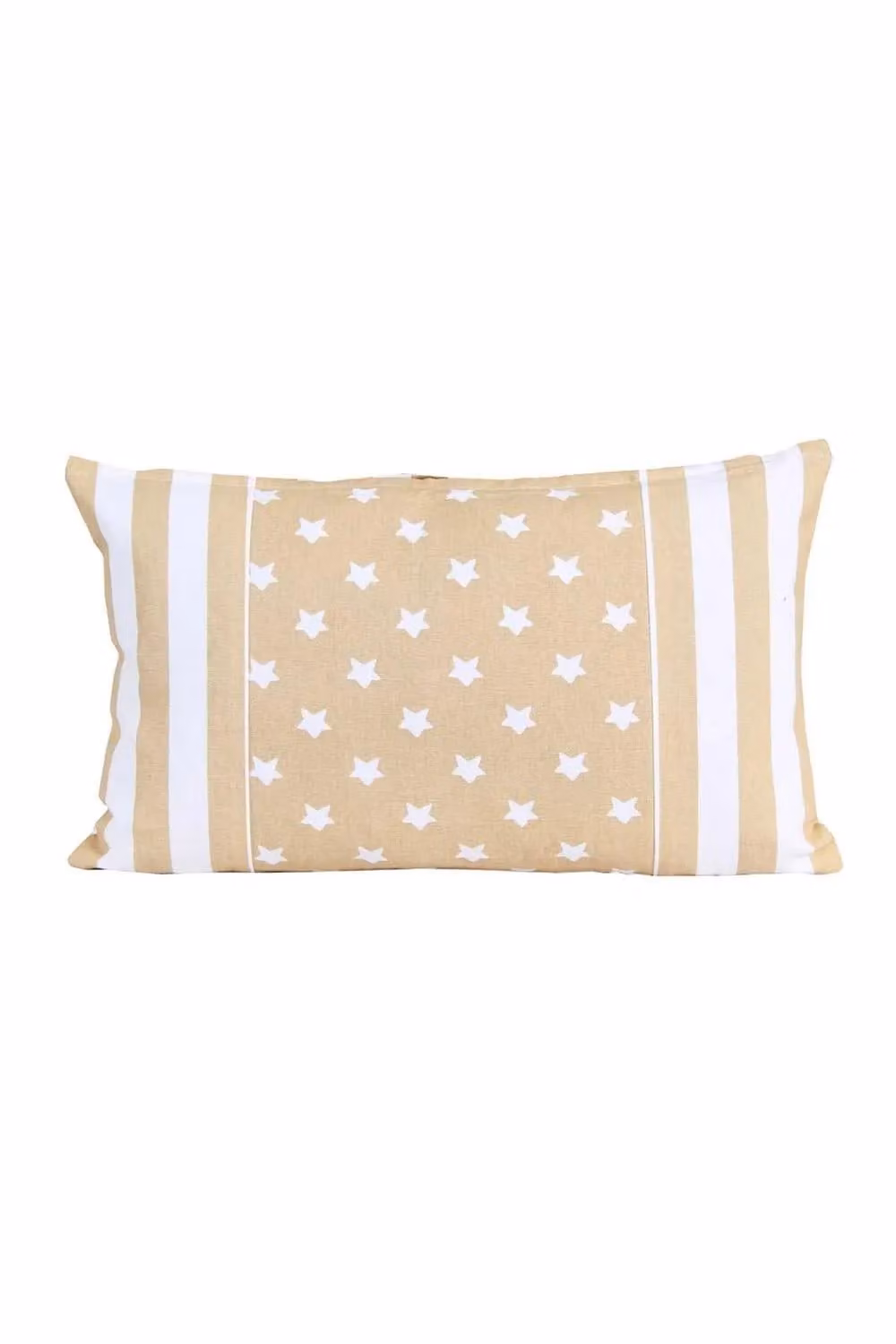 Homescapes Cotton Stars and Stripes Cushion Cover in Beige and White, W/H: 30 x 50 cm