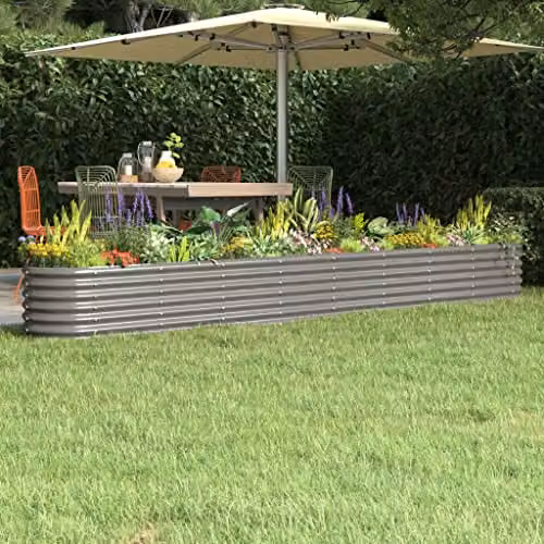 vidaXL Grey Galvanised Steel Garden Raised Bed W/D/H: 332 x 40 x 36 cm – 2
