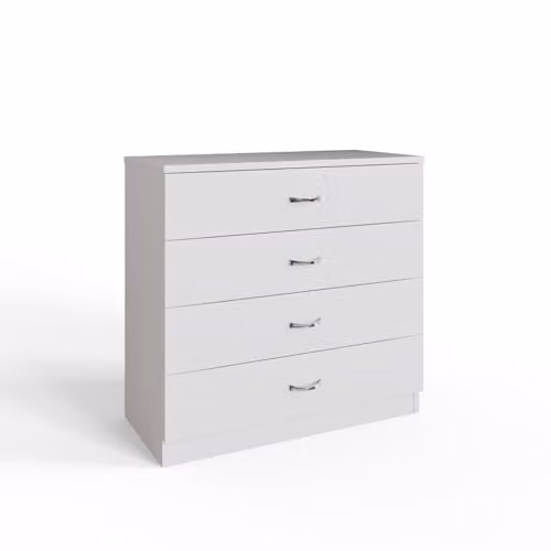 FWStyle Promo Putty 4 Drawer Chest of Drawers in White with Chrome Handles, H 75 cm x W 72 cm x D 36 cm – 1