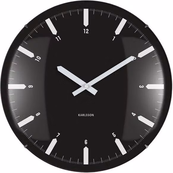 PRESENT TIME Karlsson Round Analog Wall Clock in Black with Realista Dome