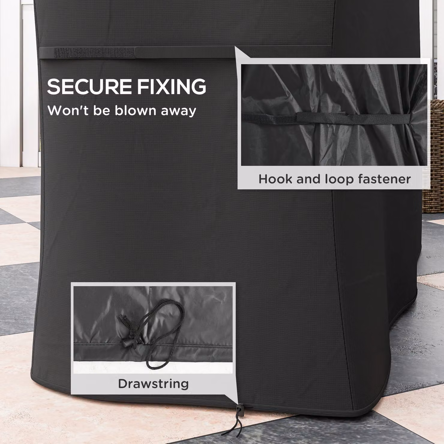 OUTSUNNY Waterproof Black Polyester Gas BBQ Cover, W/D/H: 147 x 61 x 120 cm – 5