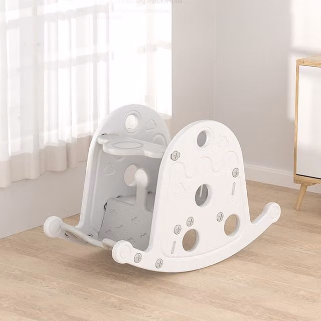 Livingandhome Toddler Rocking Chair Plastic Toy in Grey and White