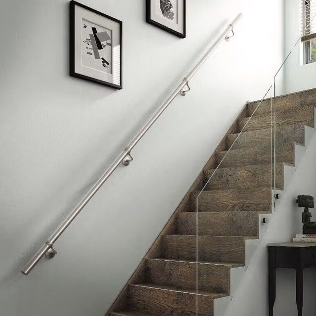 Rothley Brushed Silver Stainless Steel Wall Mounted Stair Hand Rail Kit 3.6m – 1