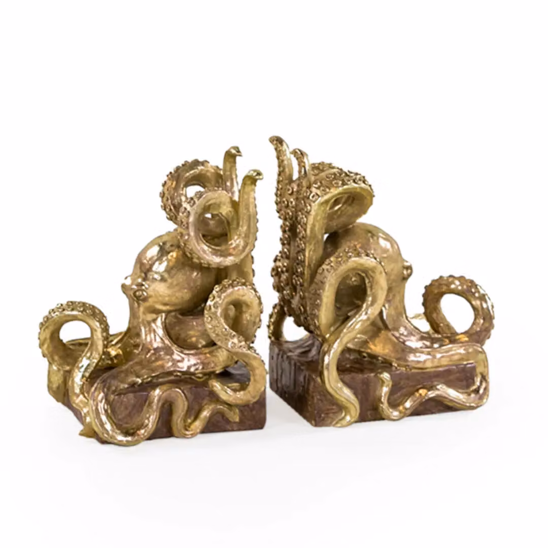Madison & Mayfair Gold Octopus Design Metal Bookends – 2