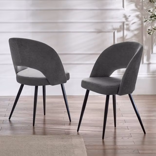 Julian Bowen Ella Set of 2 Modern Fabric Dining Chairs in Grey and Black