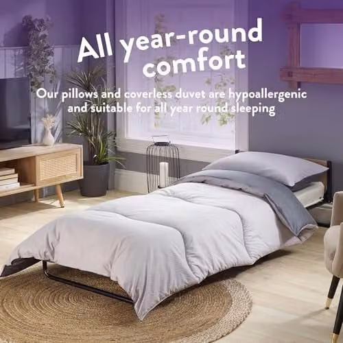 Slumberdown Single Bed Set with 10.5 Tog Coverless Duvet, 2 Pillows and Matching Pillowcase, Grey Embossed – 3