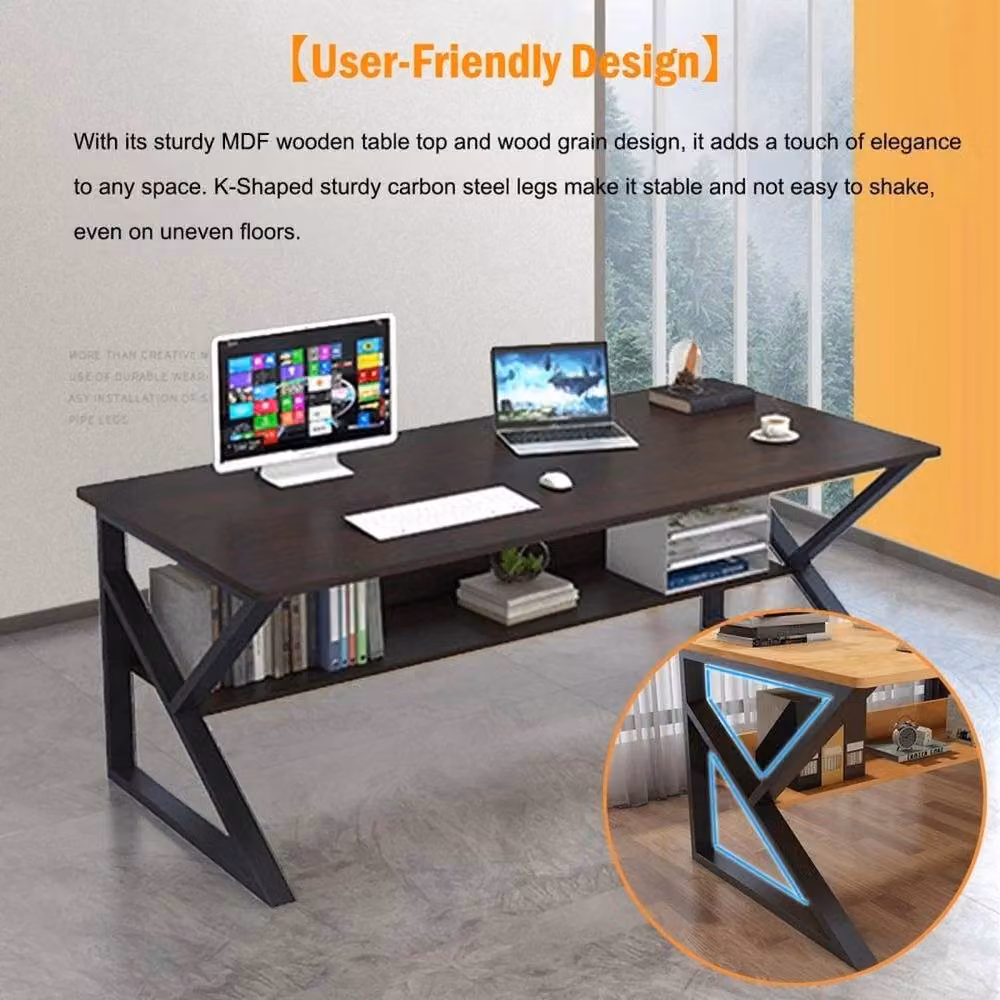 FLAVORA Black Modern Computer Desk and Home Office Workstation, W/D/H: 100 x 100 x 75 cm – 1