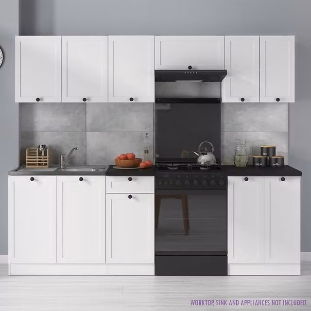 Heze Furniture Summer 7 Unit Modern Kitchen Cabinet Set in White Matt