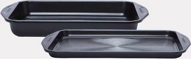 Circulon 2 Piece Non-Stick Carbon Steel Rectangular Baking Sheet and Cake Tin Set, Black