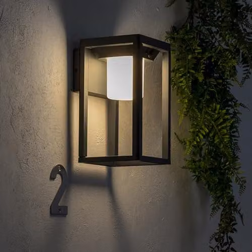 Netlighting Bow Solar LED Outdoor Wall Lantern in Urban Grey and Black with Warm White 3000K Light and IP44 Rating – 2