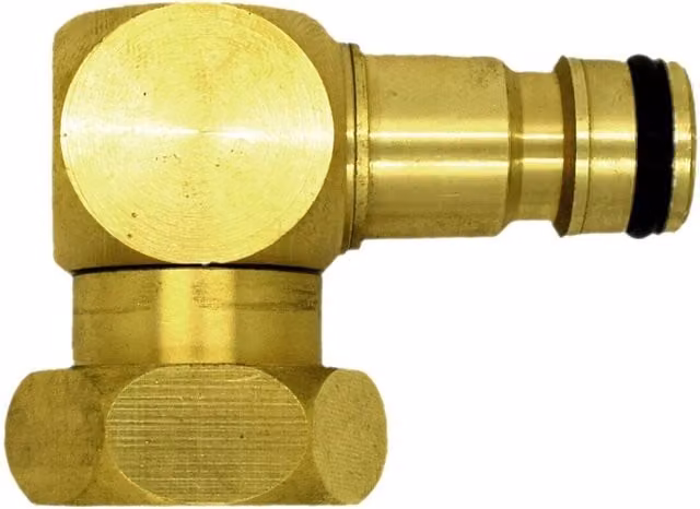 Nordara Brass Snap-On Hose Lock Revolving Elbow 3/4" BSP Female in Gold – 1