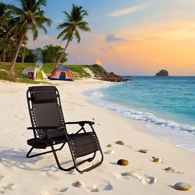Shatchi Zero Gravity Recliner Chair with Cup Holders in Black