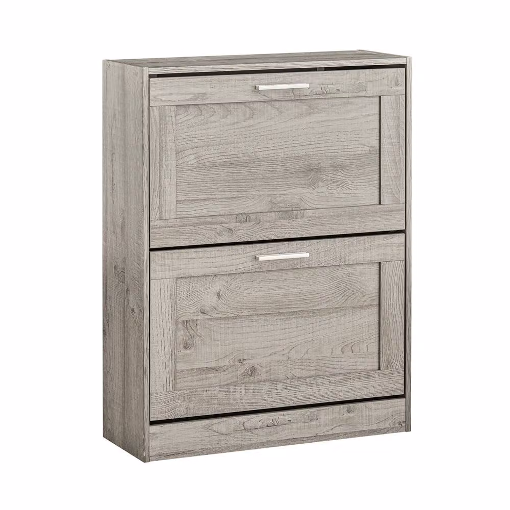 SoBuy Modern Slim Shoe Cabinet in Grey with Tilting Compartments and Internal Shelves – 2