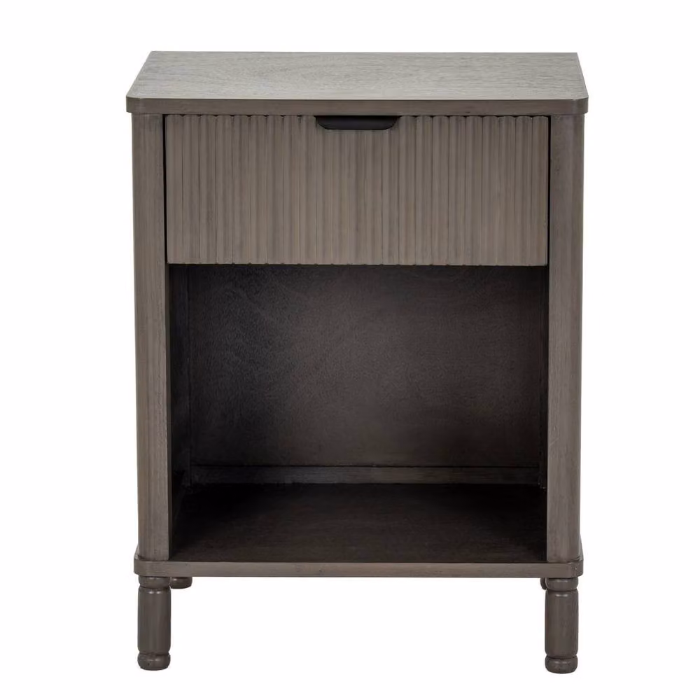 Lemon Pavilion Reed Collection 1 Drawer Bedside Cabinet in Brown and Grey, W: 45 cm, D: 33 cm, H: 58 cm – 2