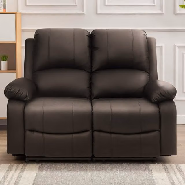 Comfy Living Brown Bonded Leather 2 Seater Reclining Sofa