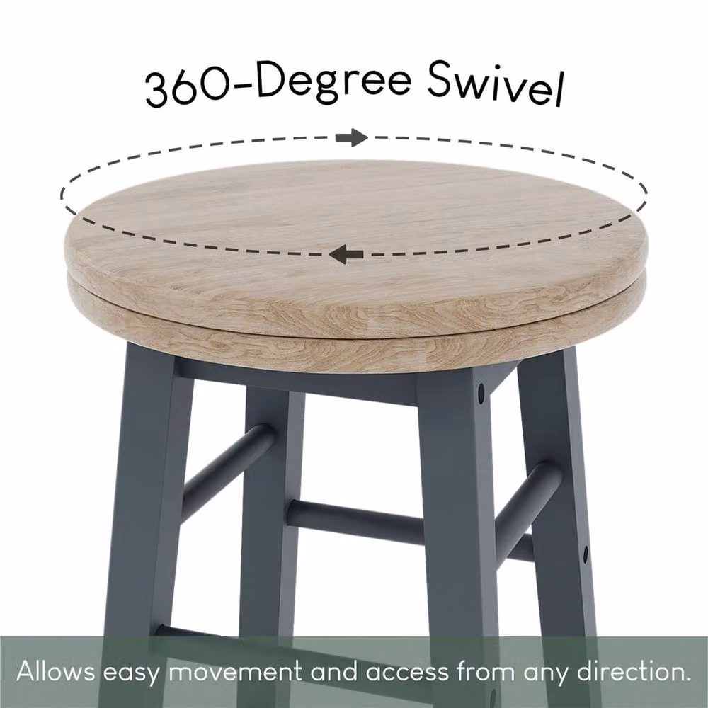FORGEVIO Wooden Revolving Bar Stools in Grey – 3