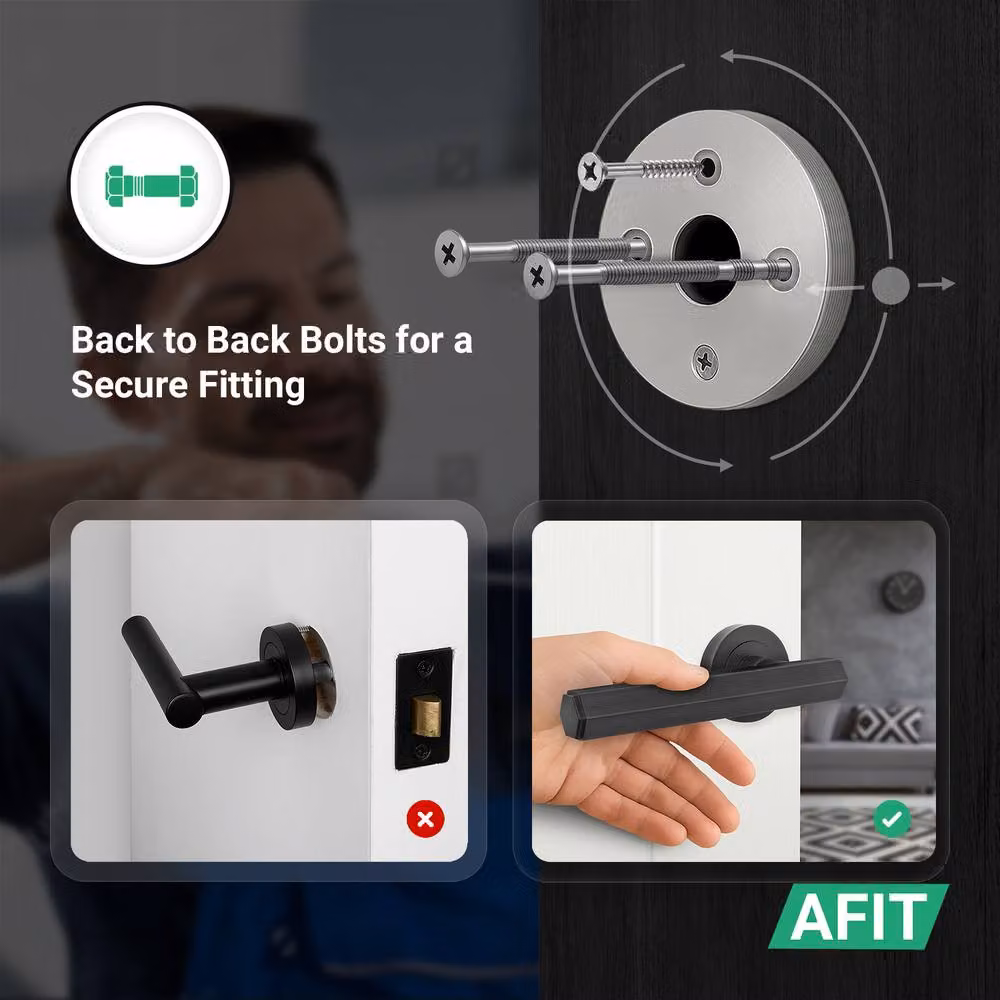 AFIT Matt Black Aluminium Internal Lever On Rose Door Handle – 3