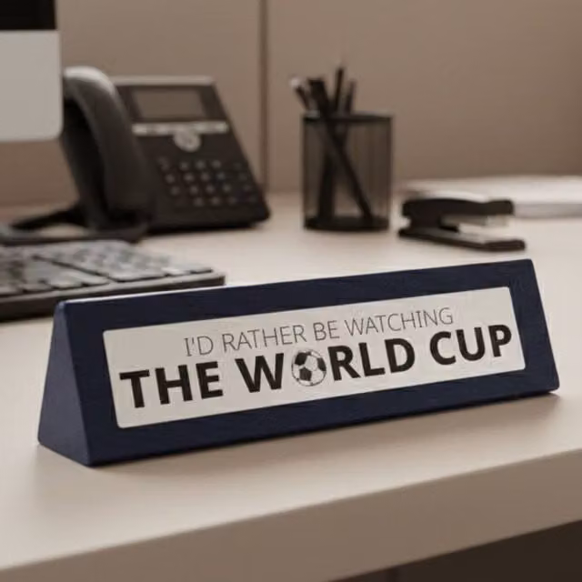 Boxer Gifts Multicolour Wooden Tabletop Desk Sign with I'd Rather be Watching the World Cup Text