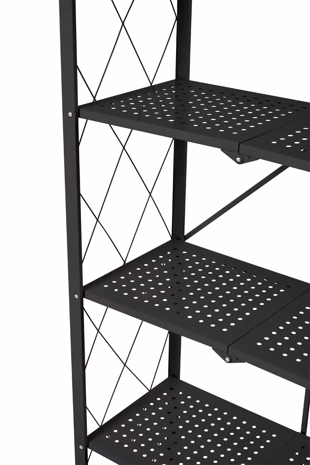 Living and Home 5-Tier Collapsible Metal Storage Shelf with Casters in Black – 5