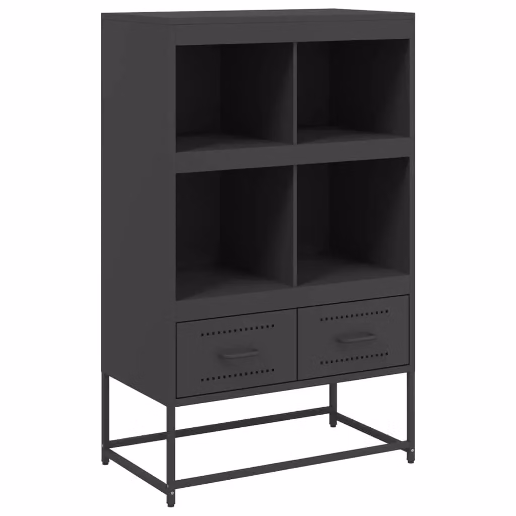 Berkfield Home Black Matt Metal Highboard W: 68.5 cm, D: 39 cm, H: 111.5 cm – 2