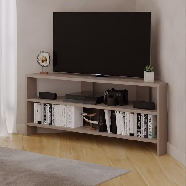 Decortie Modern Grey Corner TV Stand