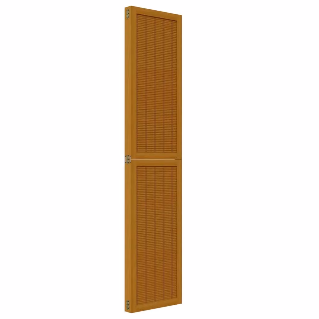 Berkfield Home 4-Panel Room Divider in Brown Solid Paulownia Wood – 2