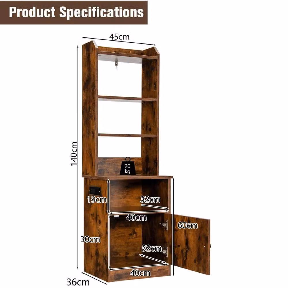 FORGEVIO Tall Night Stand Charging Station with Grommet in Brown – 2