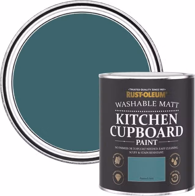 Rust-Oleum Water-Based Kitchen Cupboard Paint in Matt Finish, Peacock Suit, 0.75 l