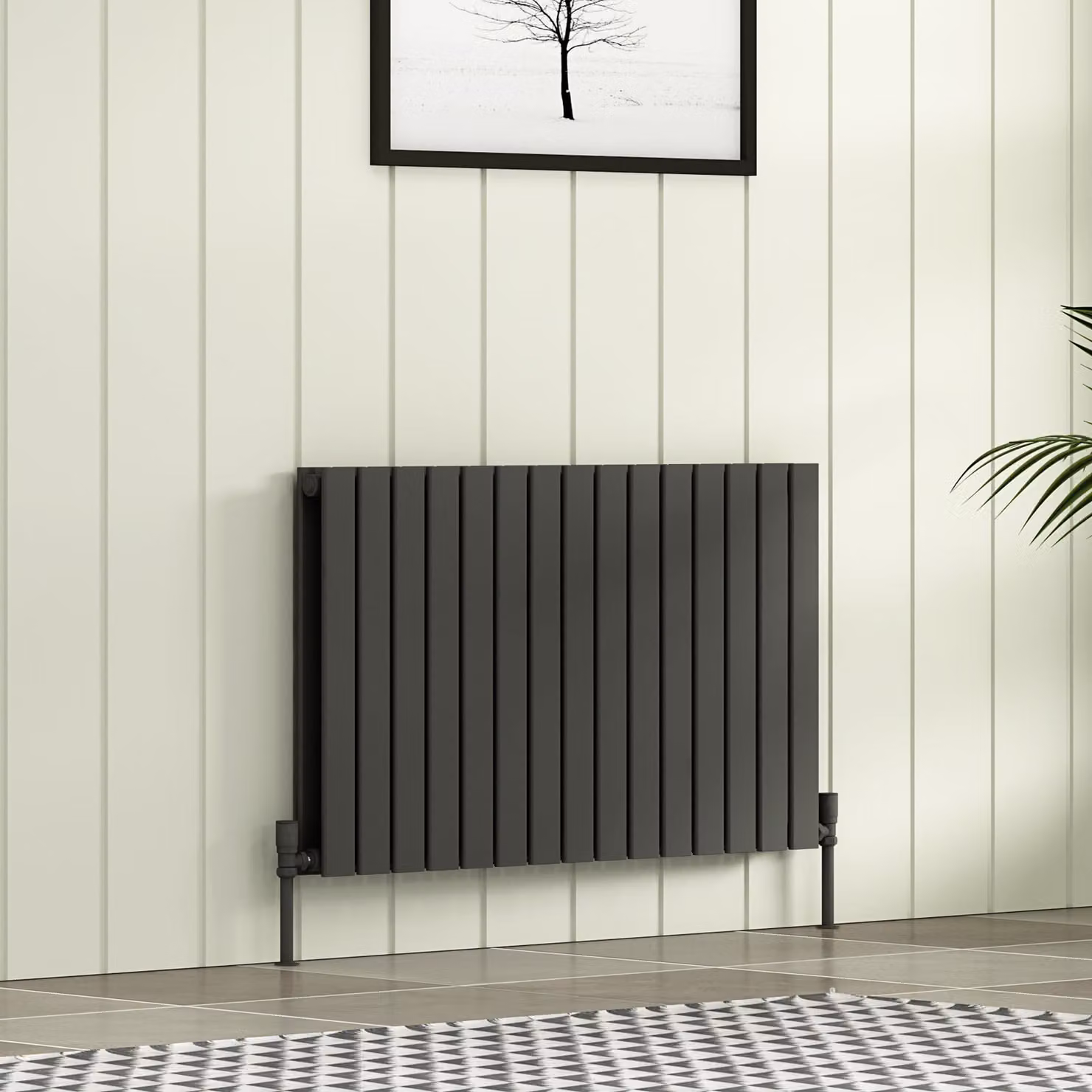 Fluxx Anthracite Flat Double Panel Horizontal Designer Steel Radiator