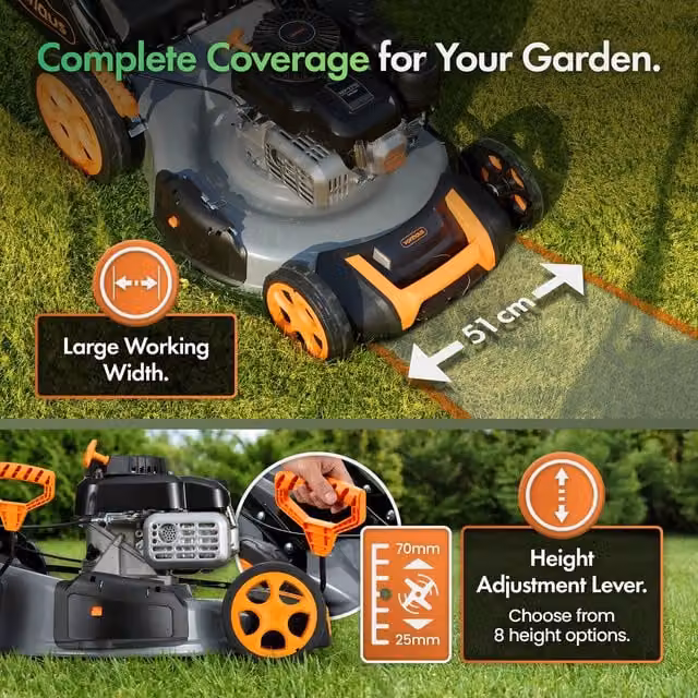 Vonhaus Petrol Lawnmower in Grey