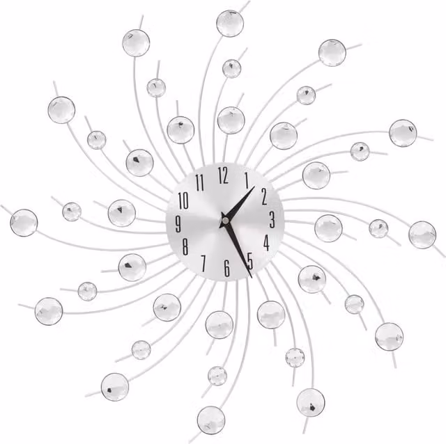 Berkfield Home Modern Round Wall Clock with Quartz Movement in Silver, Diameter: 50 cm